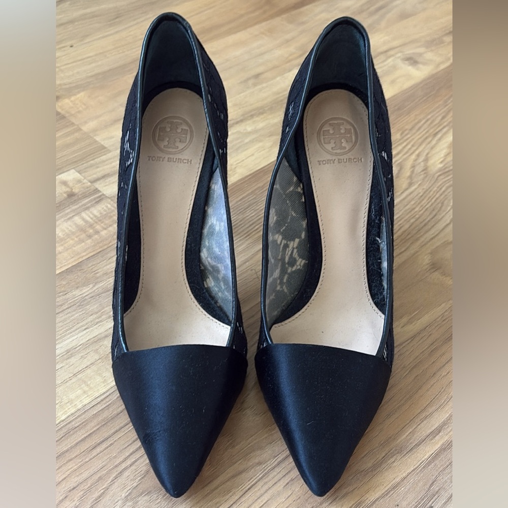 Tory Burch Black Lace Heels